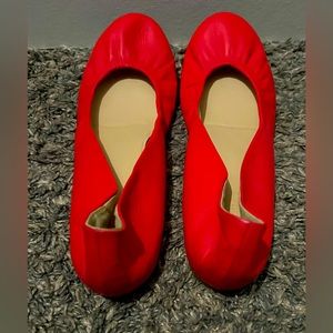 Jcrew red coral ballet flats